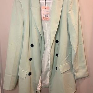 Misguided oversized mint blazer with buttons